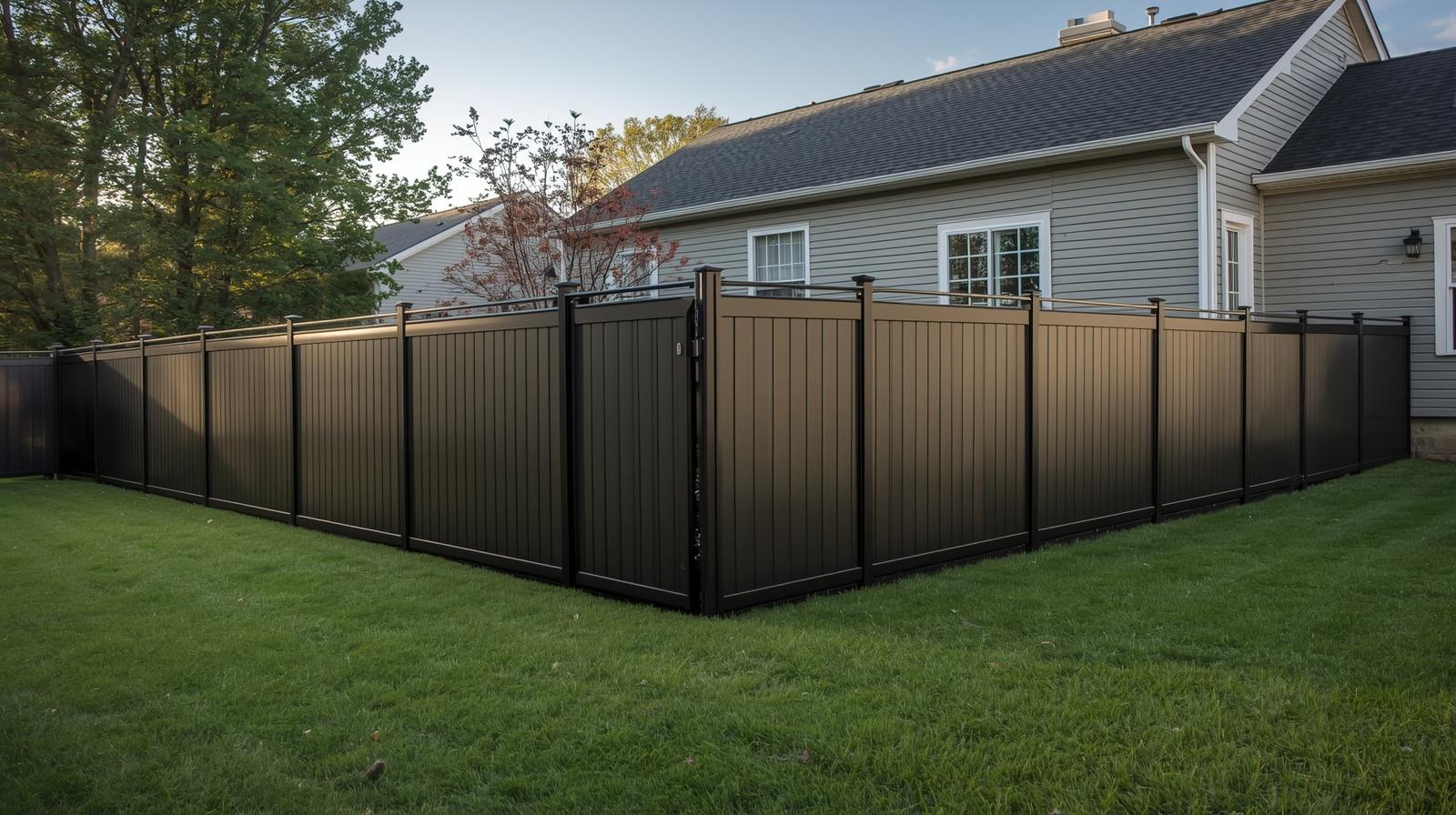 Black aluminum fence installation in Janesville WI residential property. Black aluminum fence installation in Janesville WI residential property.