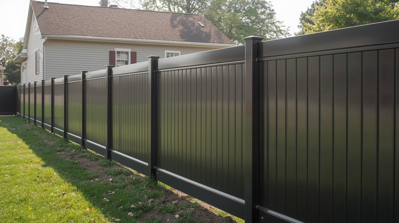 Residential fence installation in Beloit WI backyard with contractor installing privacy fence.