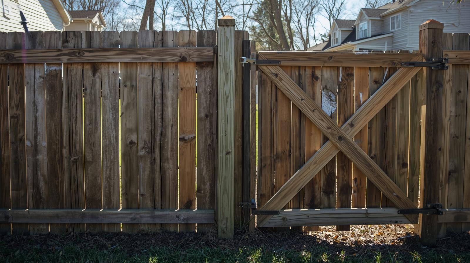 Fence repair in Clinton WI fixing leaning posts and sagging gate.