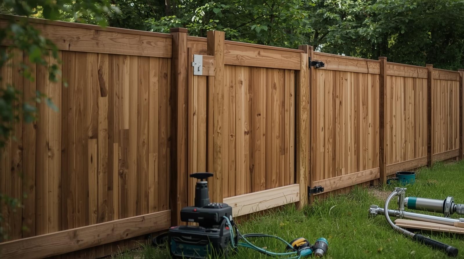Fence repair in Crestview WI fixing damaged panels posts and gate.