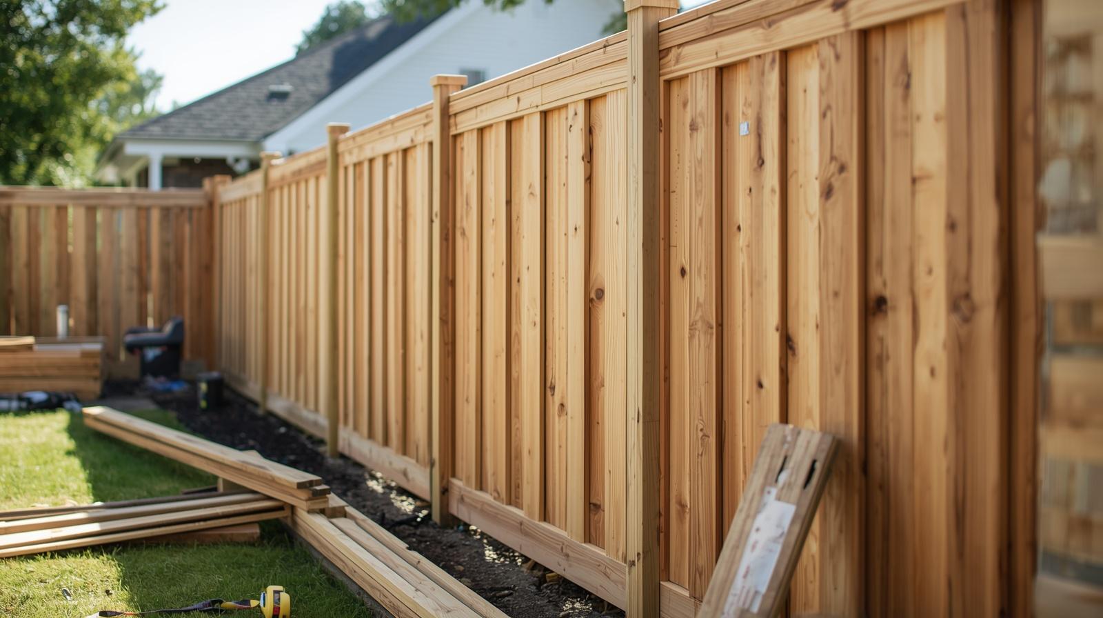Fence installation in Edgerton WI showing property boundaries.