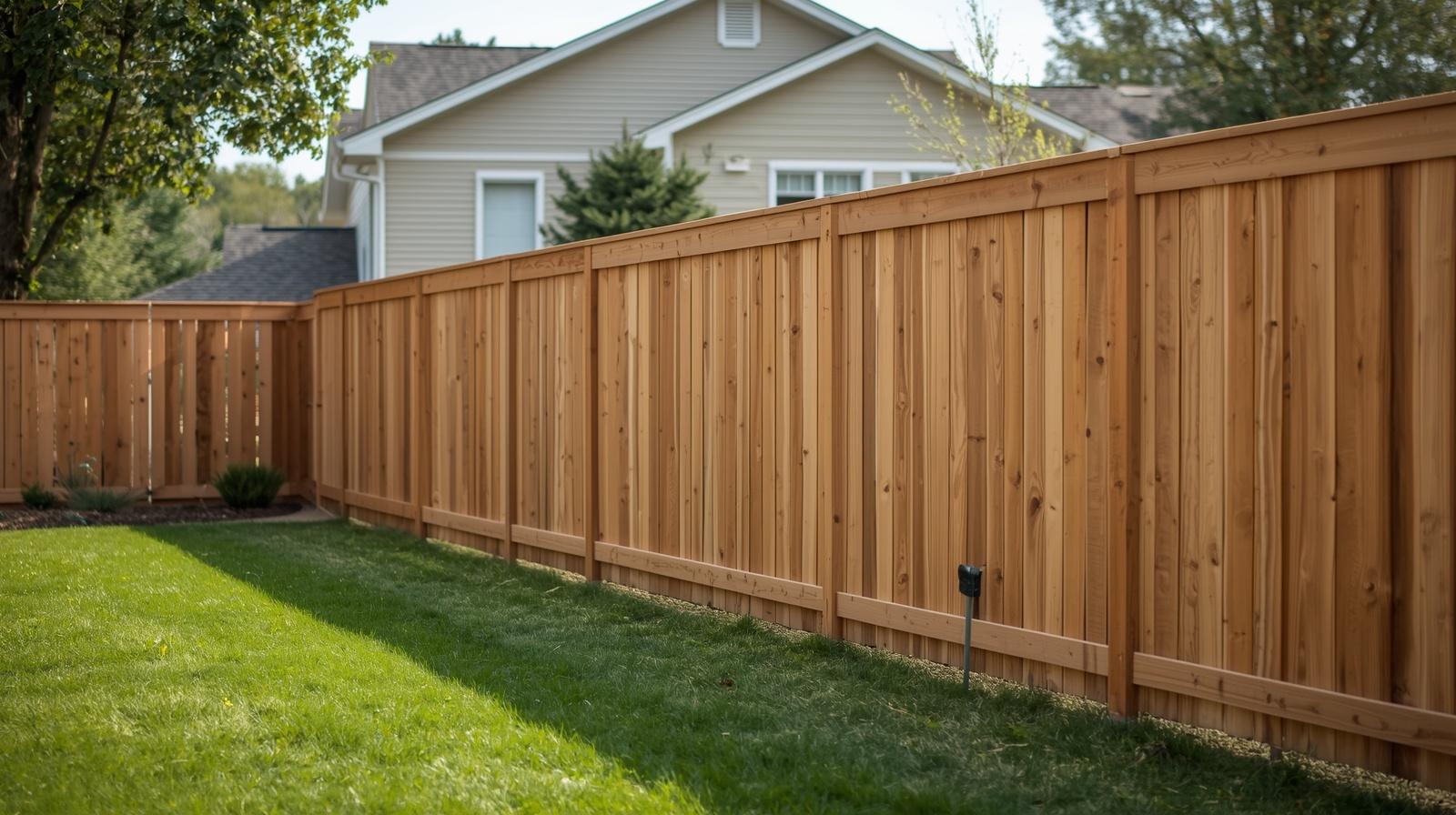 Residential fence installation in Clinton WI backyard.