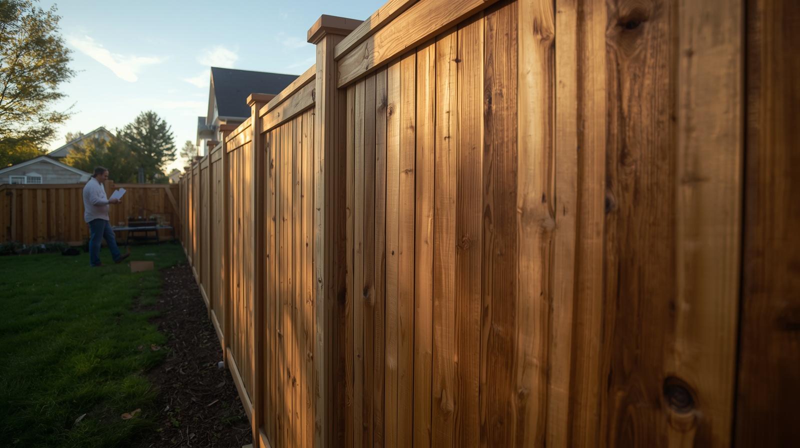 Fence installation project in progress on residential property in Albany WI.