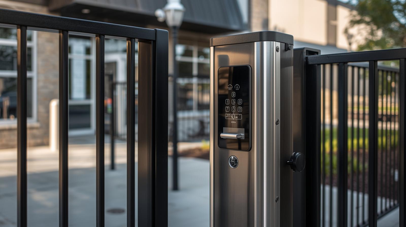 Commercial gate access control system installed at business property in Loves Park IL.