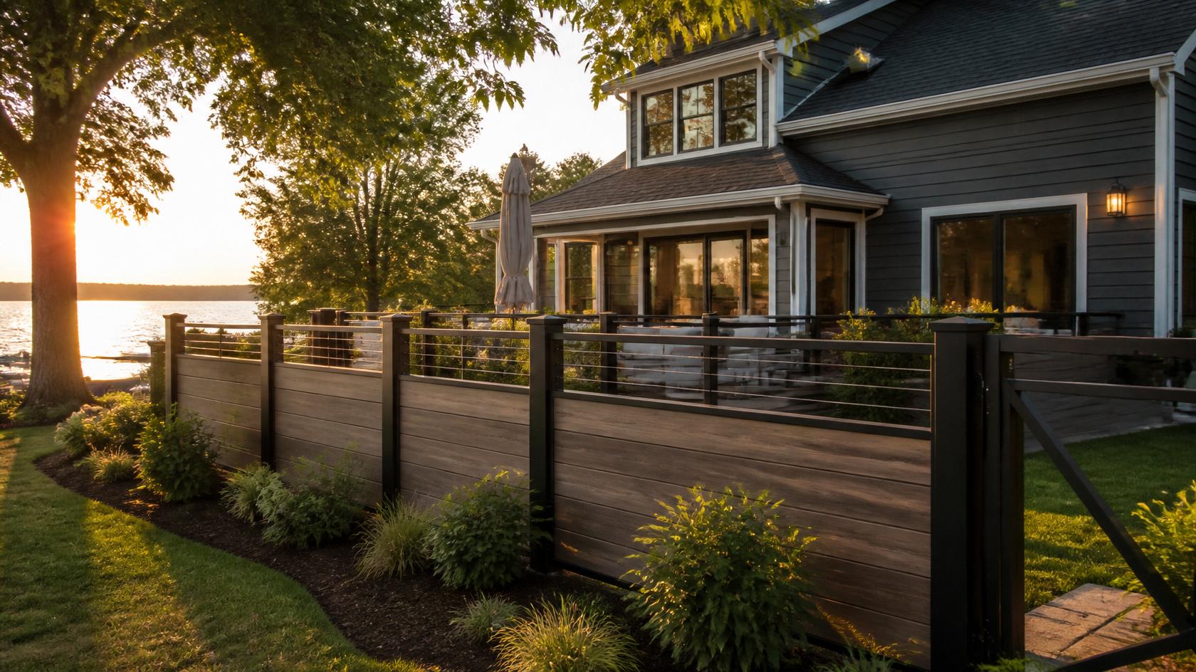 Privacy fence surrounding a vacation home property in Lake Carroll IL.