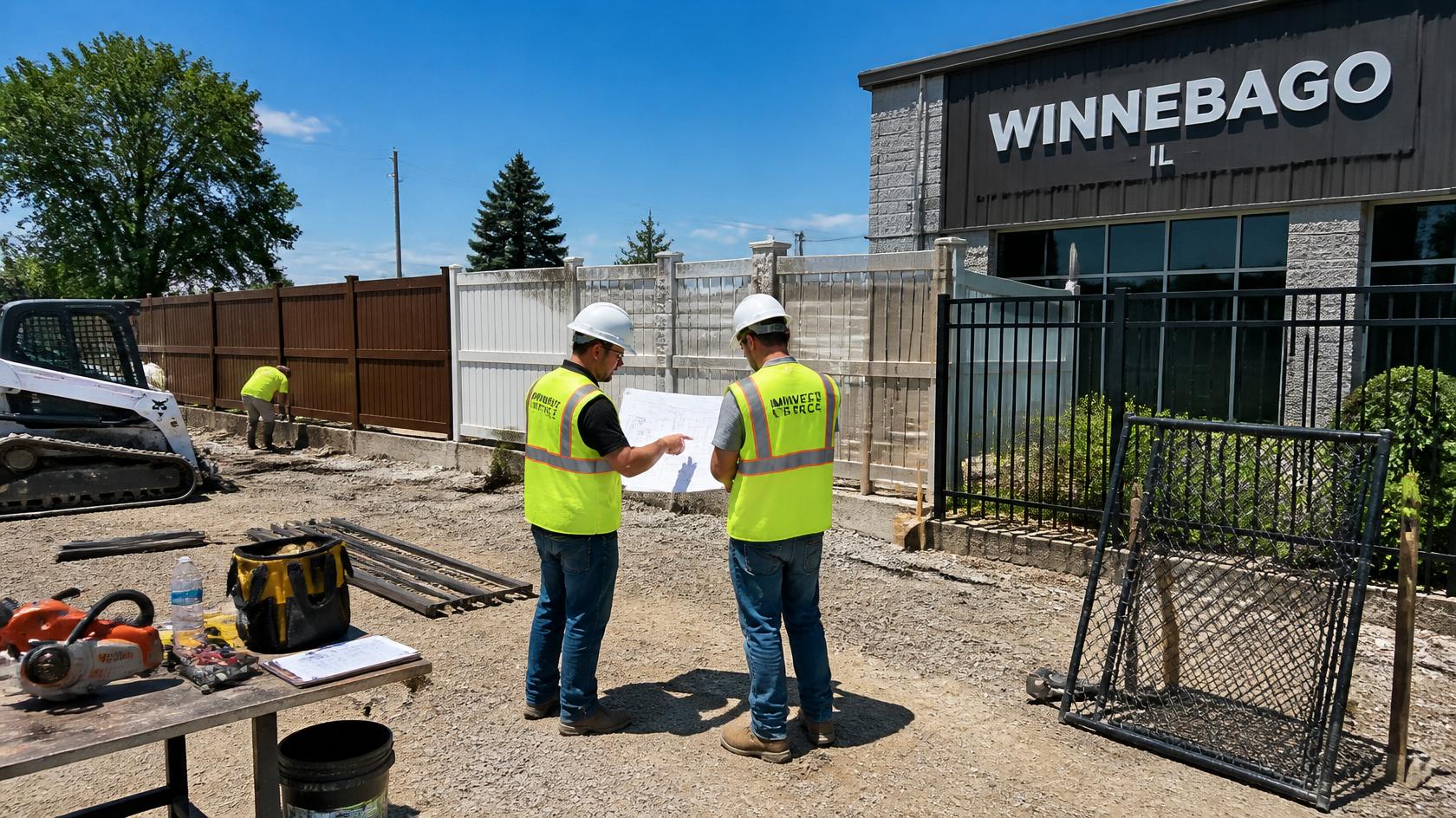 Commercial fence installation in Winnebago, IL designed to improve property security, access control, and durability for a business. Commercial fence installation in Winnebago, IL designed to improve property security, access control, and durability for a business.