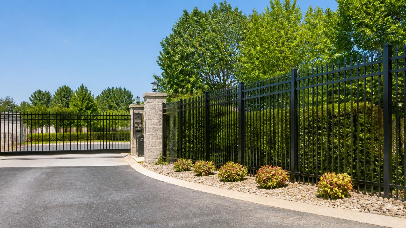 Commercial fencing in Huntley, IL planned for property security, controlled access, and functional gates. Commercial fencing in Huntley, IL planned for property security, controlled access, and functional gates.