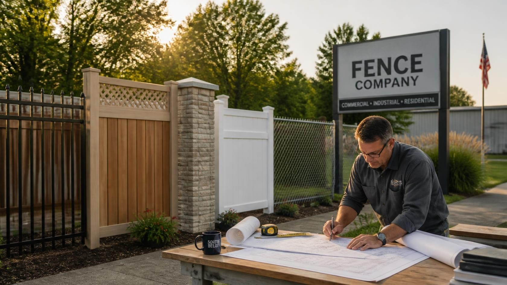 Commercial fence site planning in South Beloit, IL focused on property layout, access points, gates, and installation preparation.
