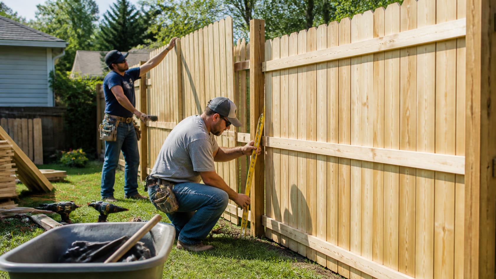 Property owner in Roscoe, IL reviewing important questions before planning a new fence installation.