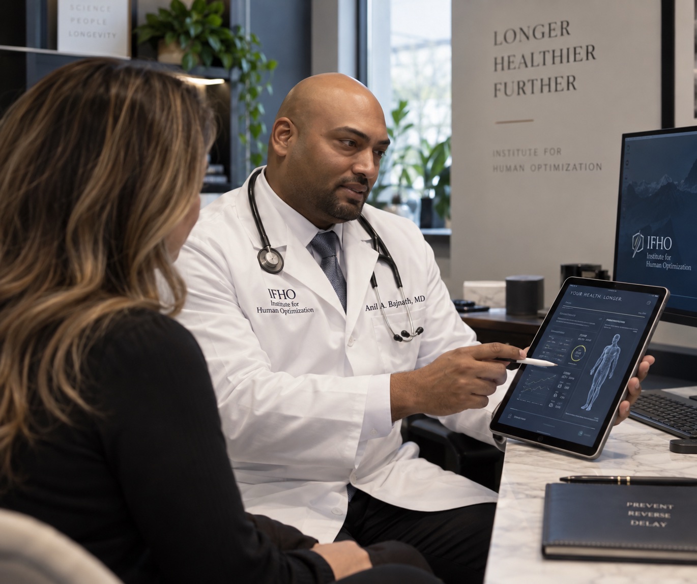 Dr. Anil Bajnath reviewing patient information