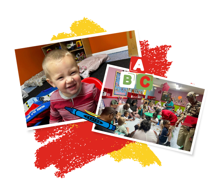 children smiling as they play in classroom