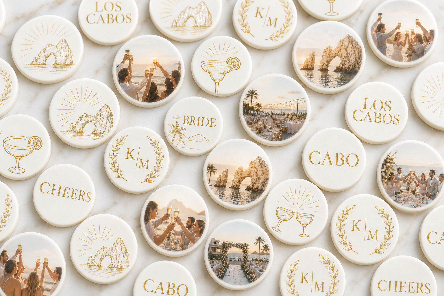 Custom edible drink toppers and edible images for Los Cabos MX