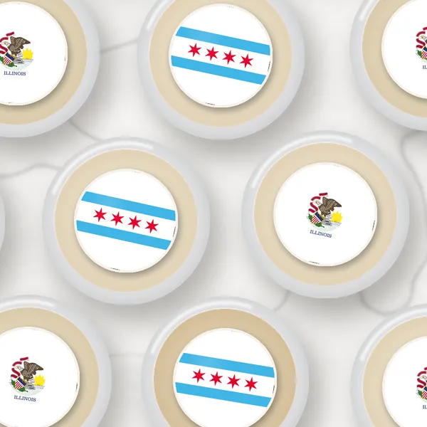 Edible toppers printed with the Chicago city flag and the Illinois flag