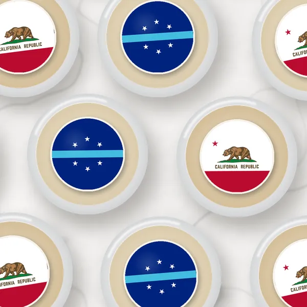 Edible toppers printed with the Anaheim city flag and the California flag