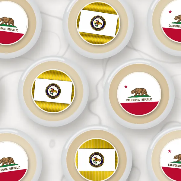 Edible toppers printed with the Bakersfield city flag and the California flag