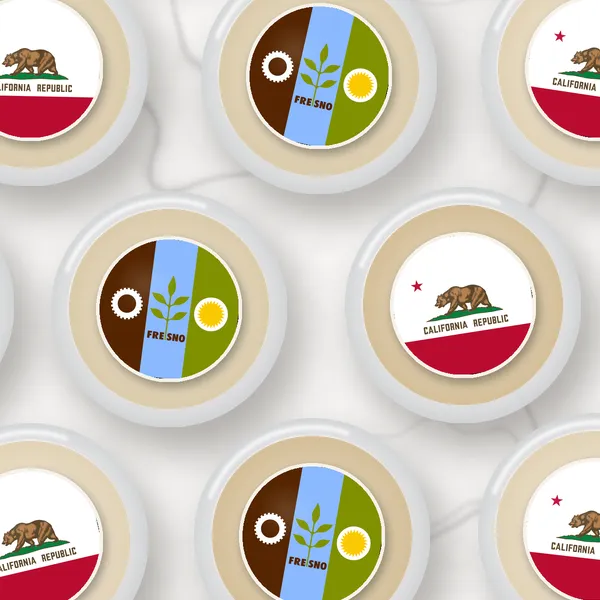 Edible toppers printed with the Fresno city flag and the California flag