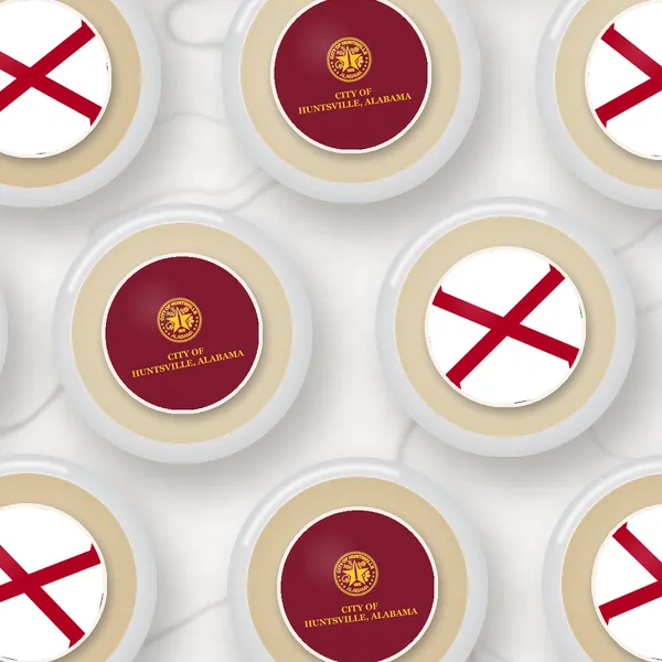 Edible toppers printed with the Huntsville city flag and the Alabama flag