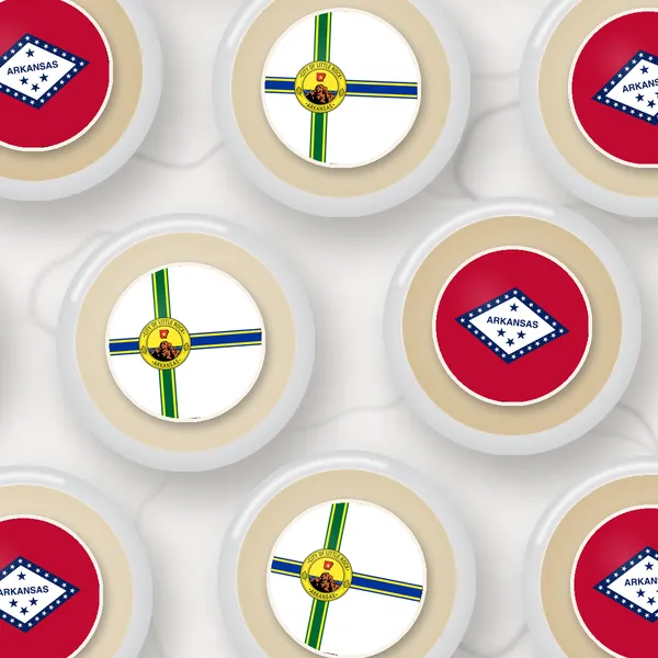 Edible toppers printed with the Little Rock city flag and the Arkansas flag