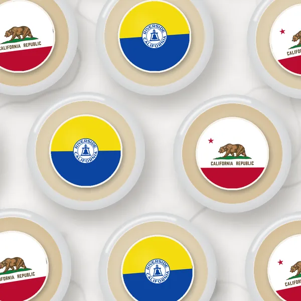 Edible toppers printed with the Riverside city flag and the California flag