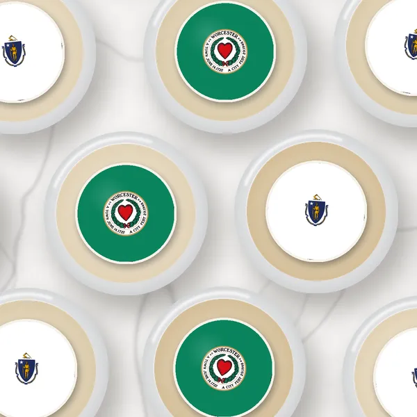 Edible toppers printed with the Worcester city flag and the Massachusetts flag
