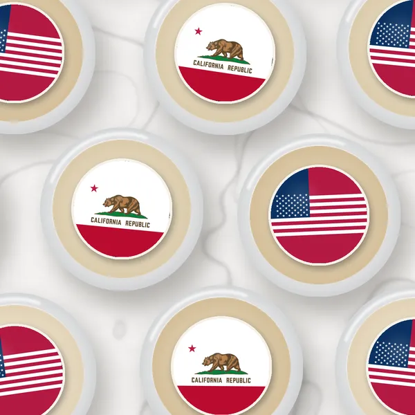 Edible toppers printed with the California flag and the US flag