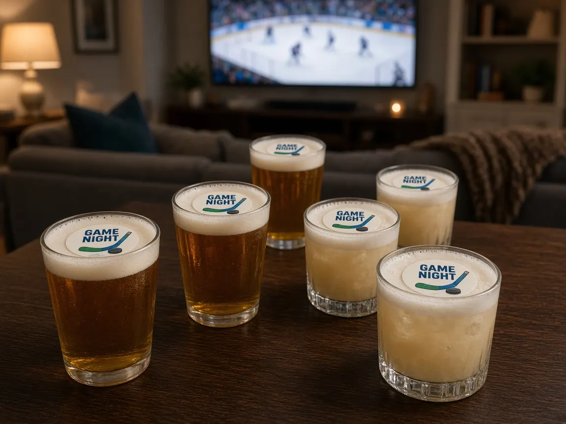 Game night pints and sours with printed toppers