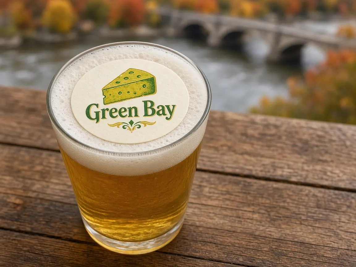 Beer with a cheese wedge Green Bay topper by the Fox River