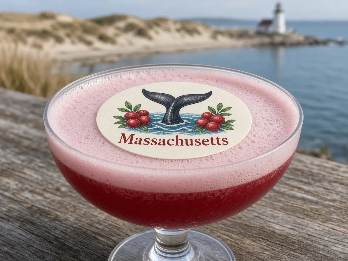 Cranberry sour with a whale tail Massachusetts topper on Cape Cod