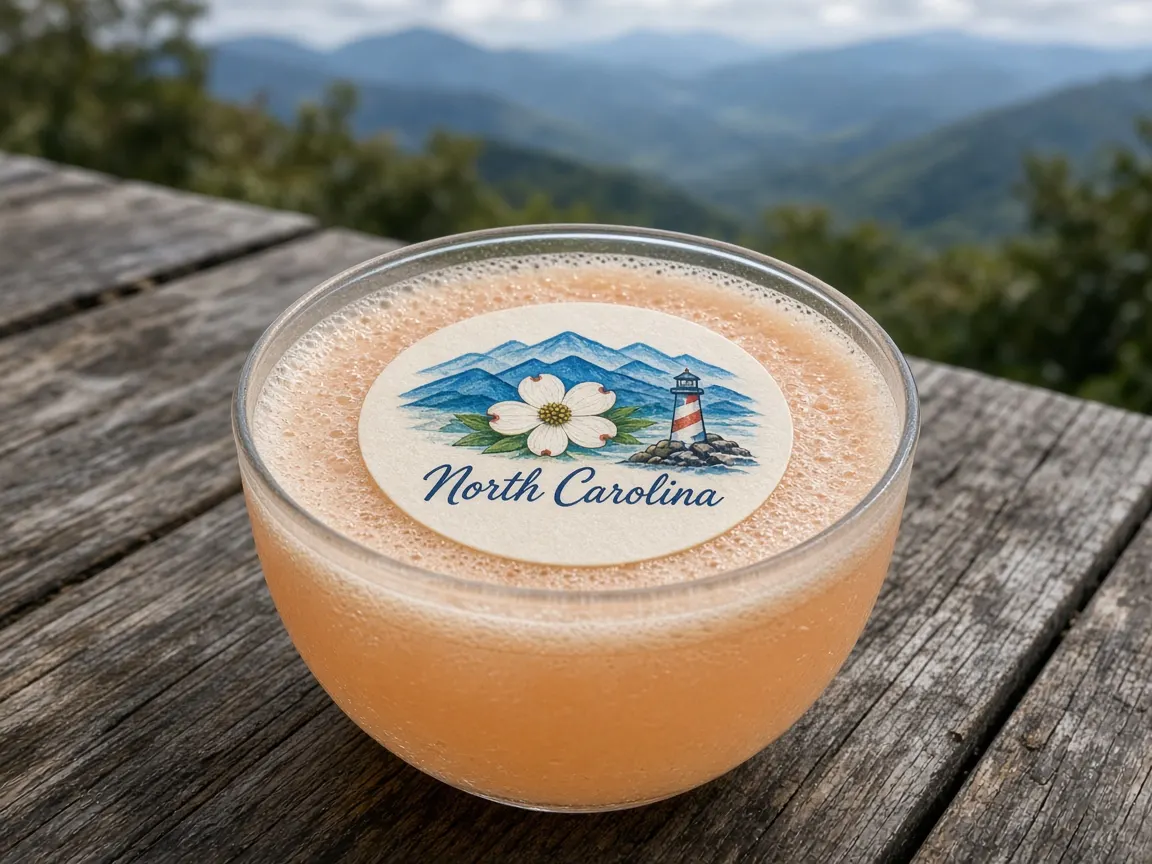 Peach lemonade with mountains, dogwood and lighthouse North Carolina topper