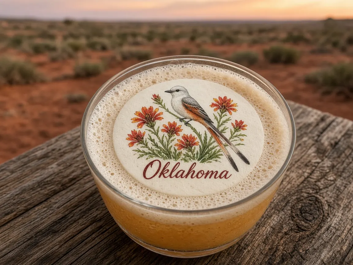Whiskey sour with a scissor-tailed flycatcher Oklahoma topper on red dirt prairie