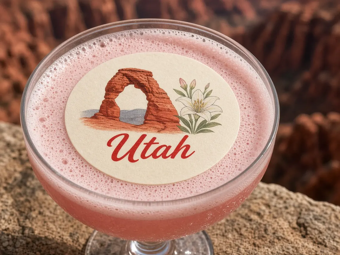 Pink lemonade with a red rock arch and sego lily Utah topper