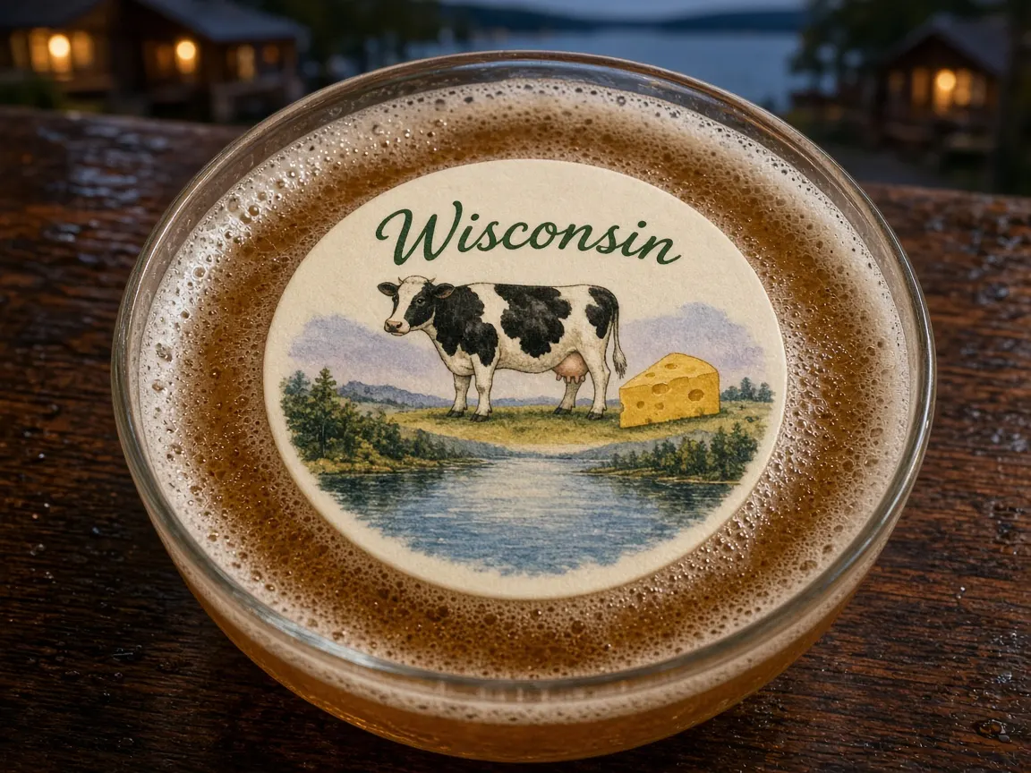 Beer with a dairy cow and cheese Wisconsin topper by lakeside cabins