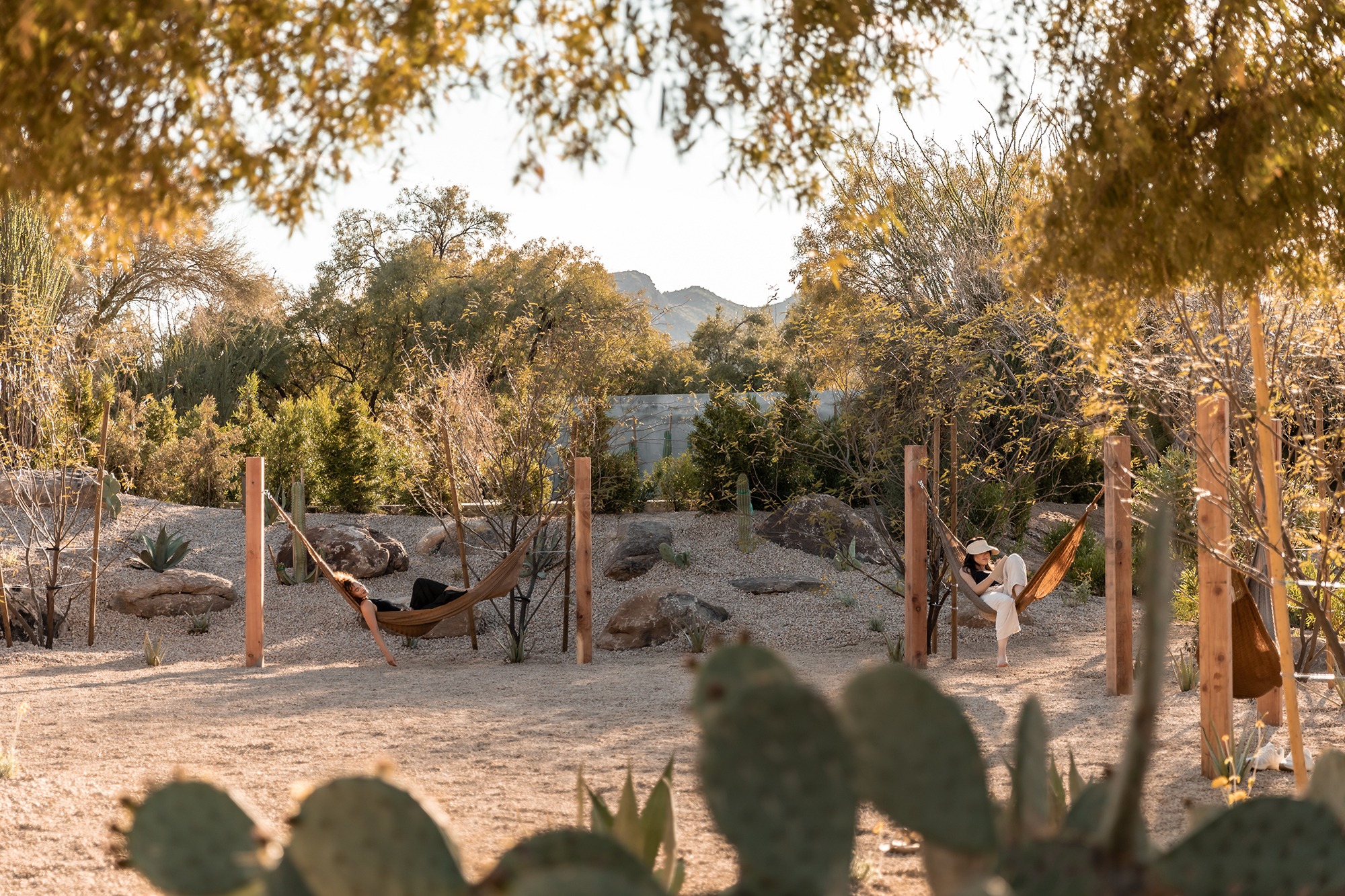 The Reflective Garden at CIVANA at golden hour