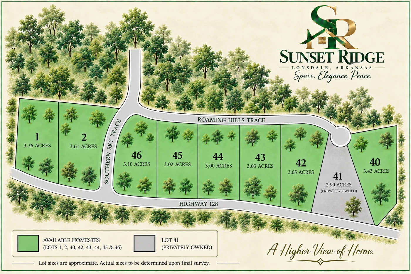 Plat map of Sunset Ridge Plat One