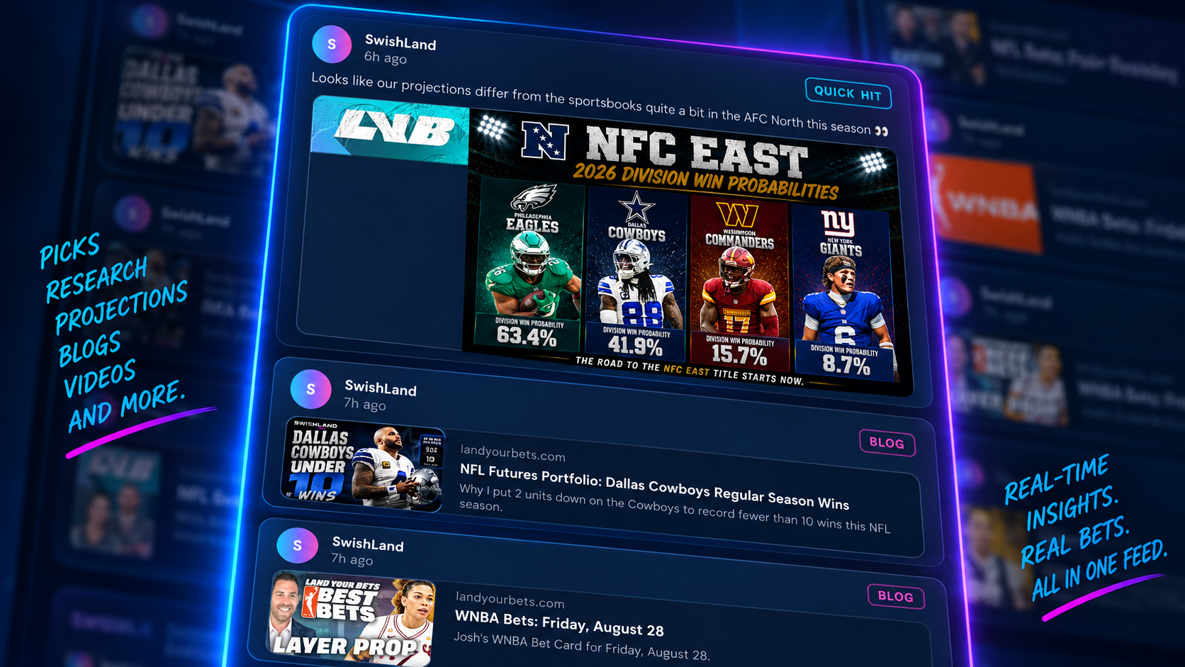 VIP Betting Feed mockup