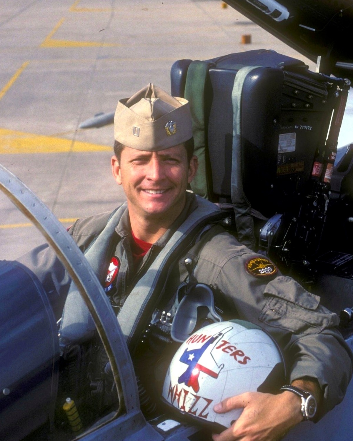 Matthew Buckley in the cockpit of an F/A-18 during his Navy service