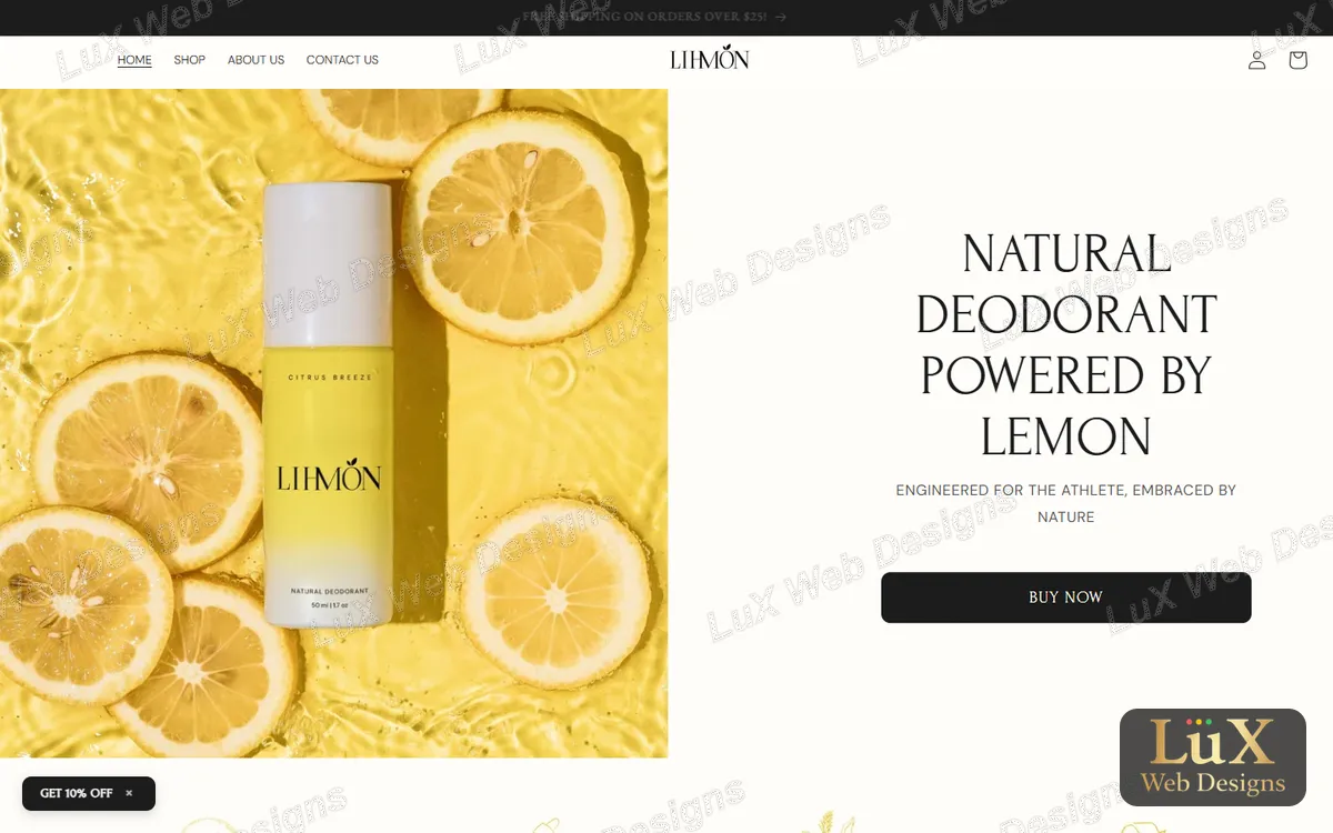 Website for a skincare brand online store, designed by LuX Web Designs