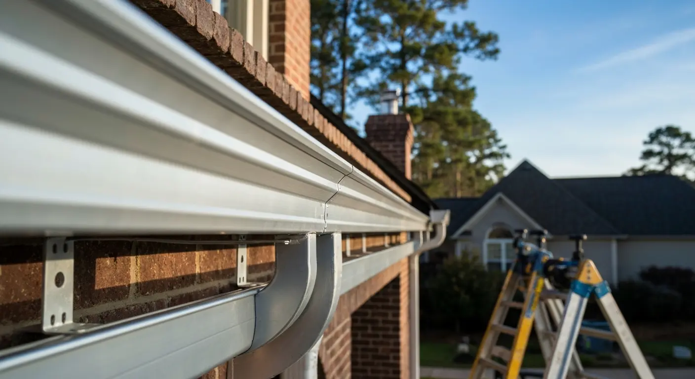 Seamless gutter installation near Lake Norman