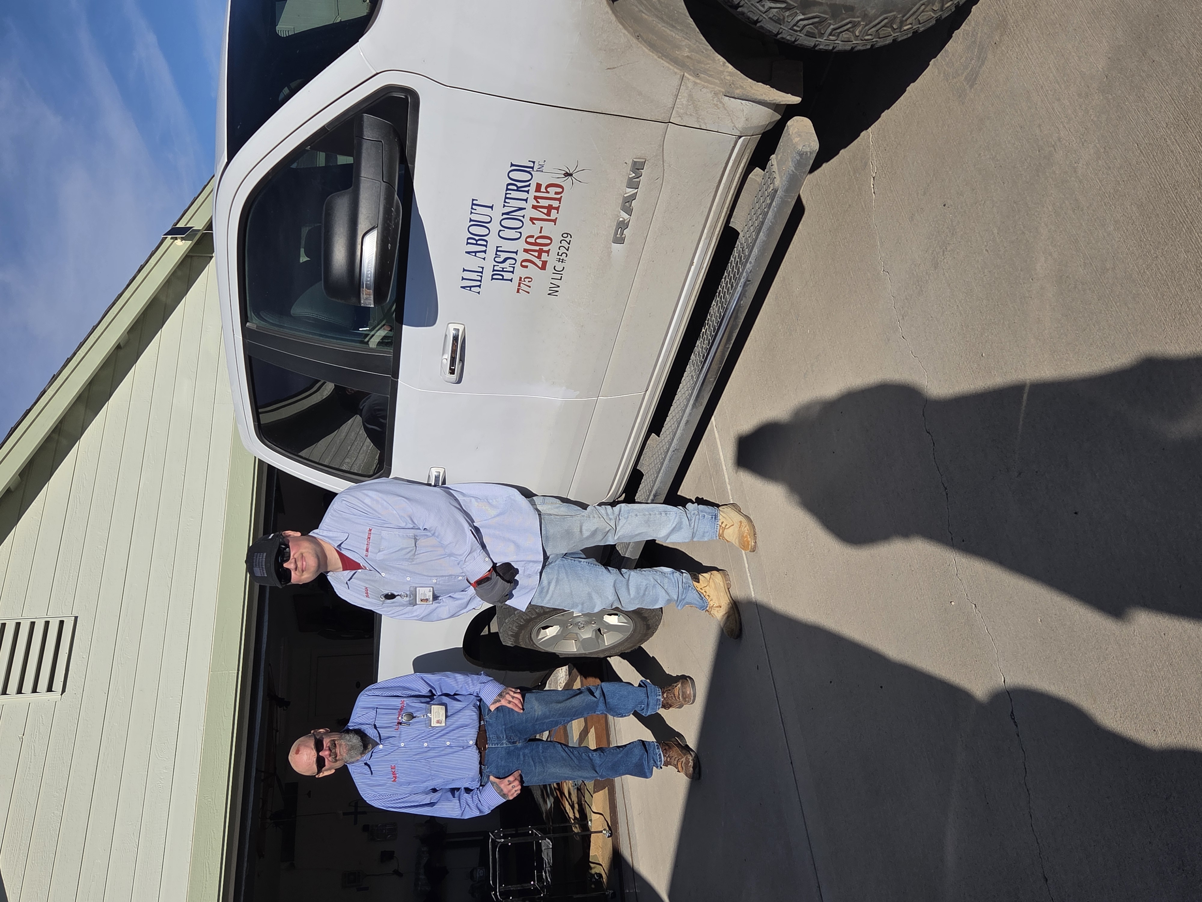 Team members by truck