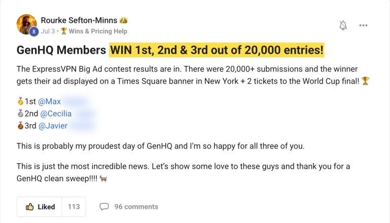 Community post: members took first, second, and third out of 20,000 entries