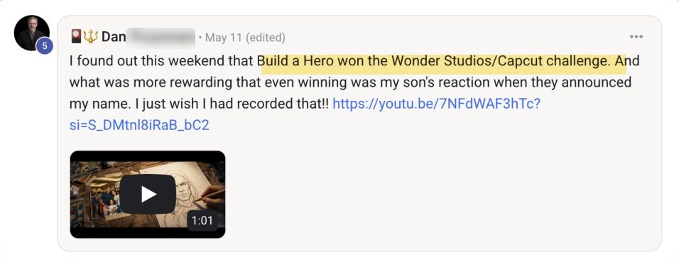 Community post: won the Wonder Studios CapCut challenge