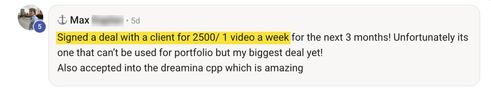 Community post: 2,500 per video weekly deal for three months