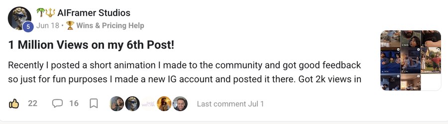 Community post: one million views on his sixth post