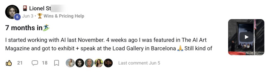 Community post: featured in The AI Art Magazine and exhibited at a Barcelona gallery, seven months in