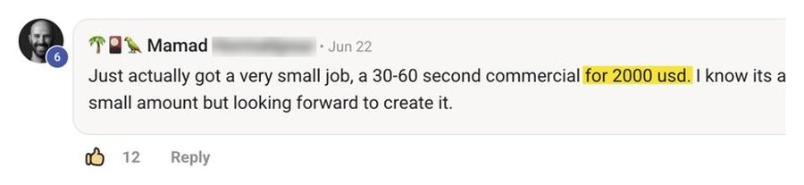Comment: a 2,000 dollar 30-second commercial