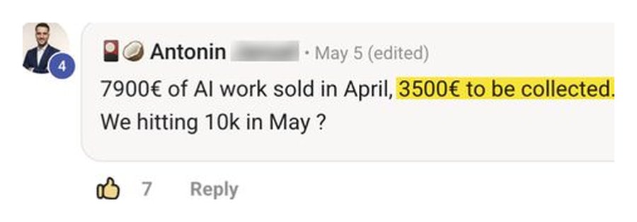Community post: 7,900 euros in a single month