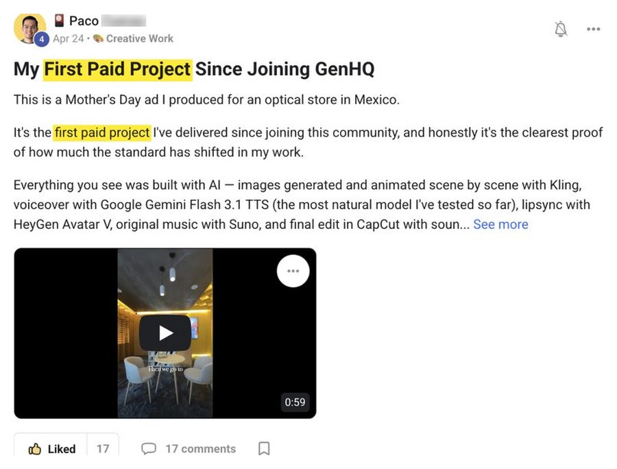 Community post: first paid AI work