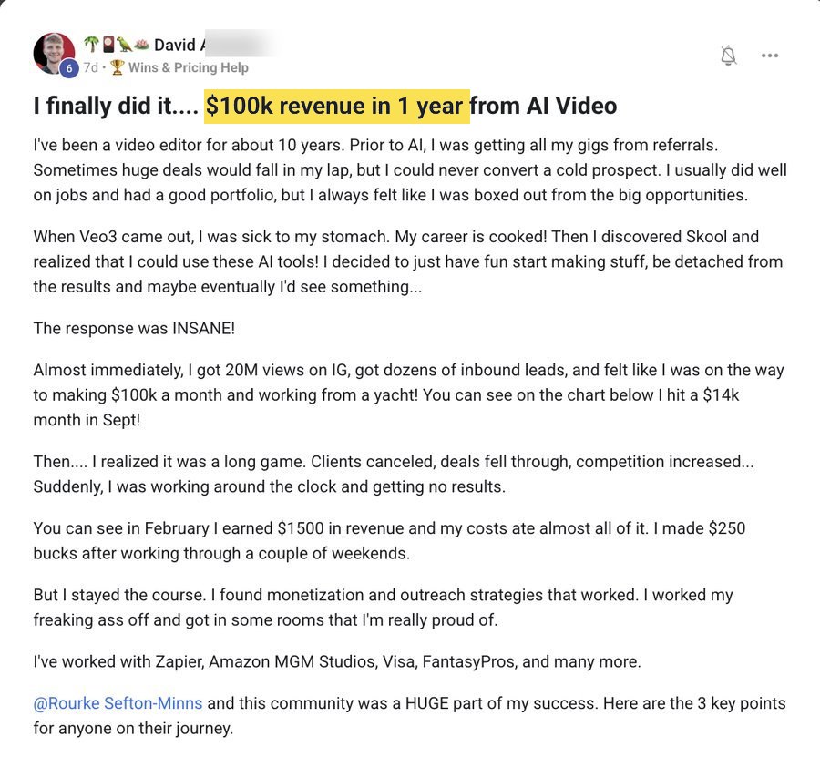 Community post: 100,000 dollars revenue in one year from AI video