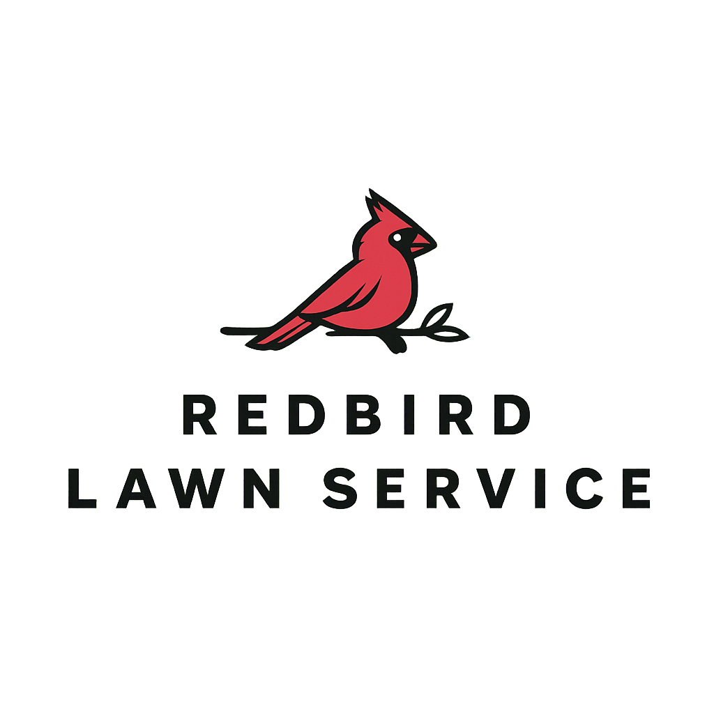 Redbird Lawn Service logo showing a red cardinal, local expert in mowing and landscaping for Wentzville, MO.