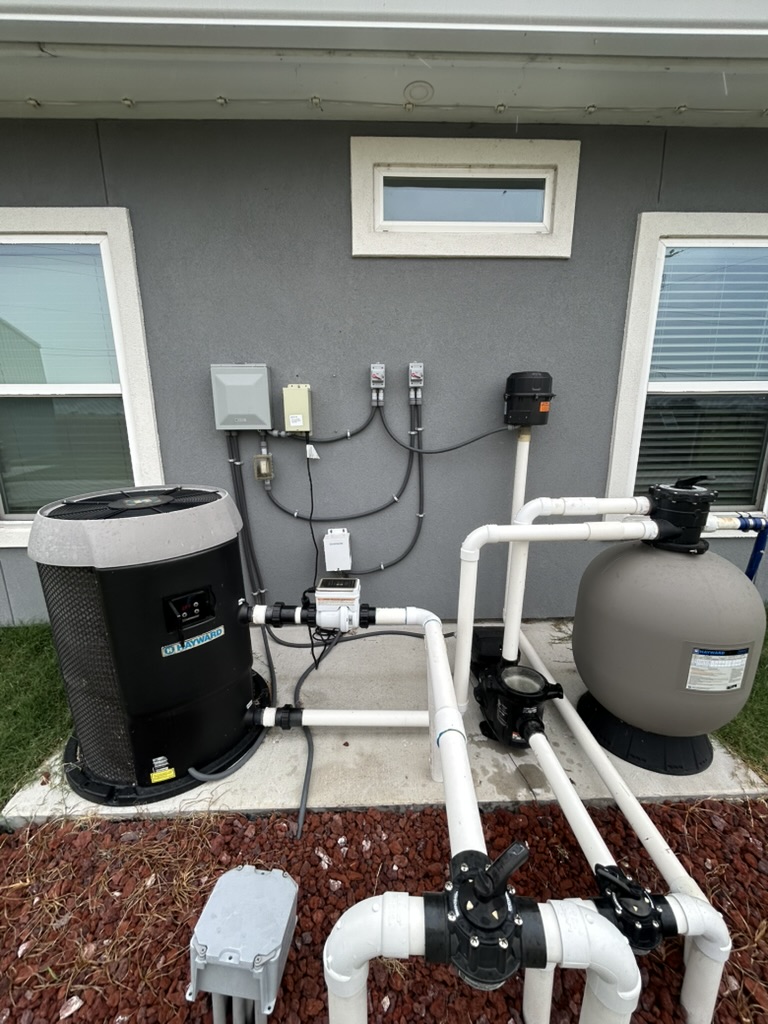 Pool equipment installation in Corpus Christi backyard